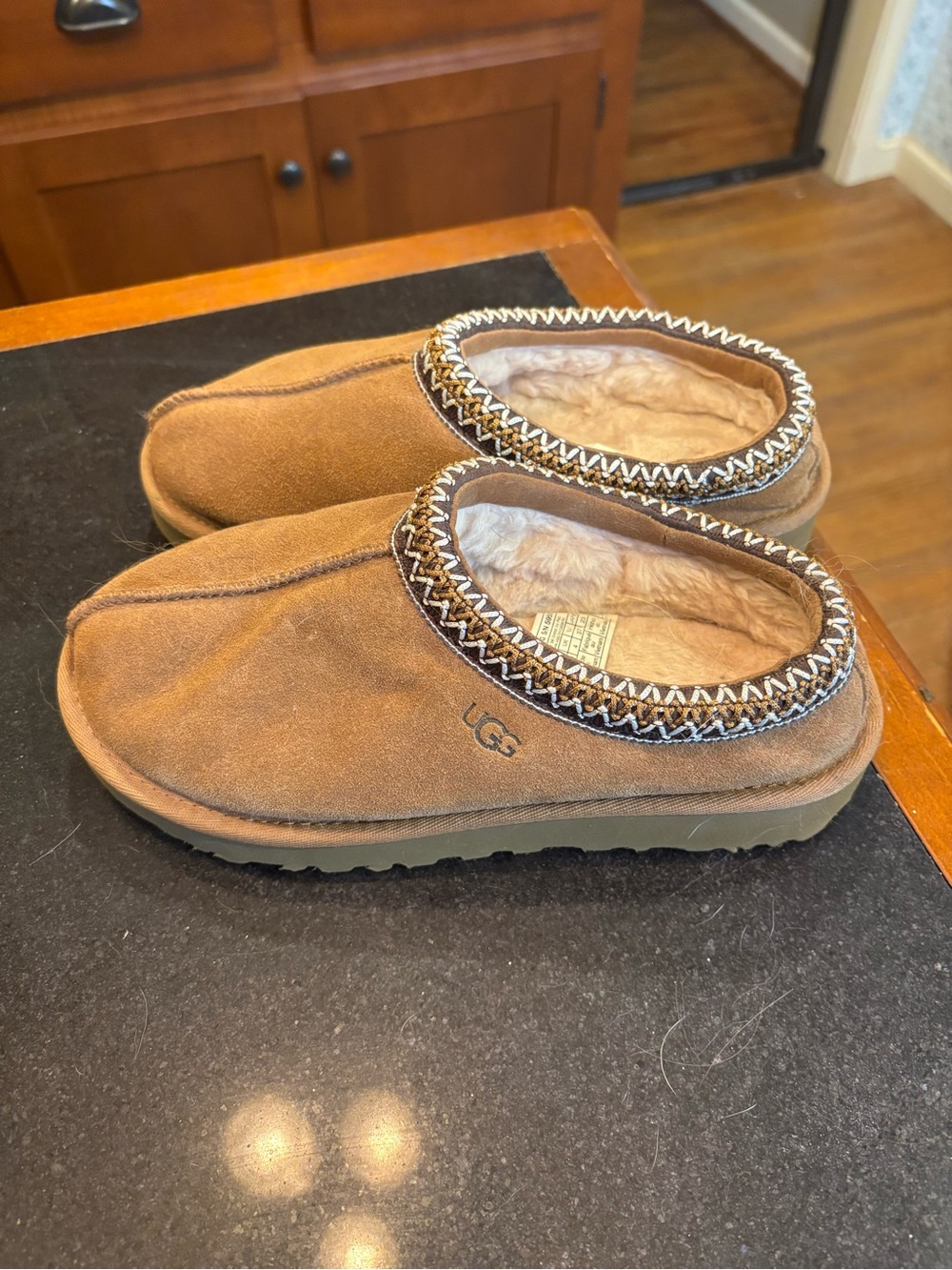 UGG Women's Chestnut Suede Slip-On Shearling Lined Slippers